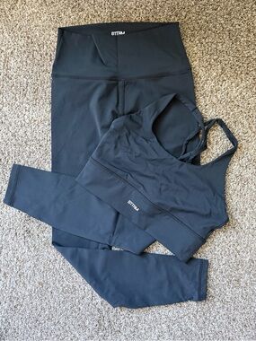 BetterMe Black High-Waist Pilates Leggings & Strappy Sports Bra Set | Size M